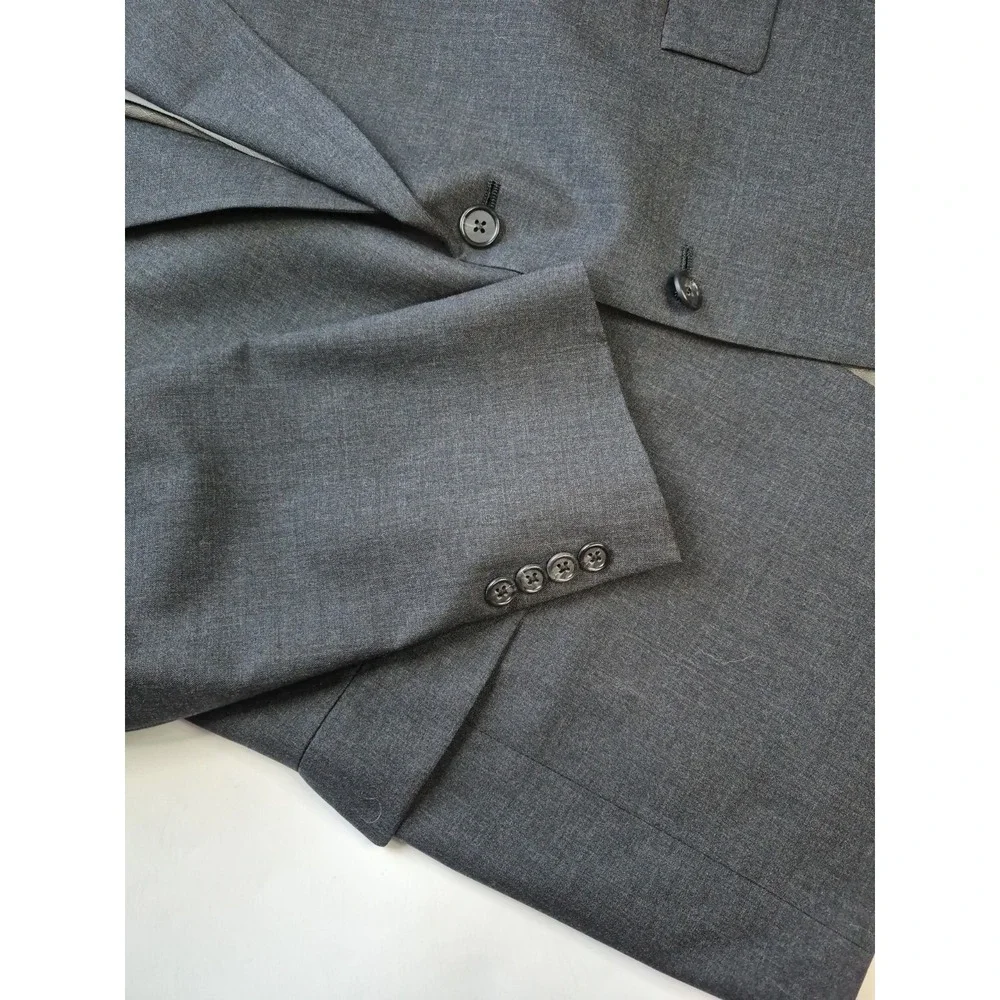 Hart Schaffner Marx Mens Wool Sports Coat 42L Gray Made in USA 2 Button V703